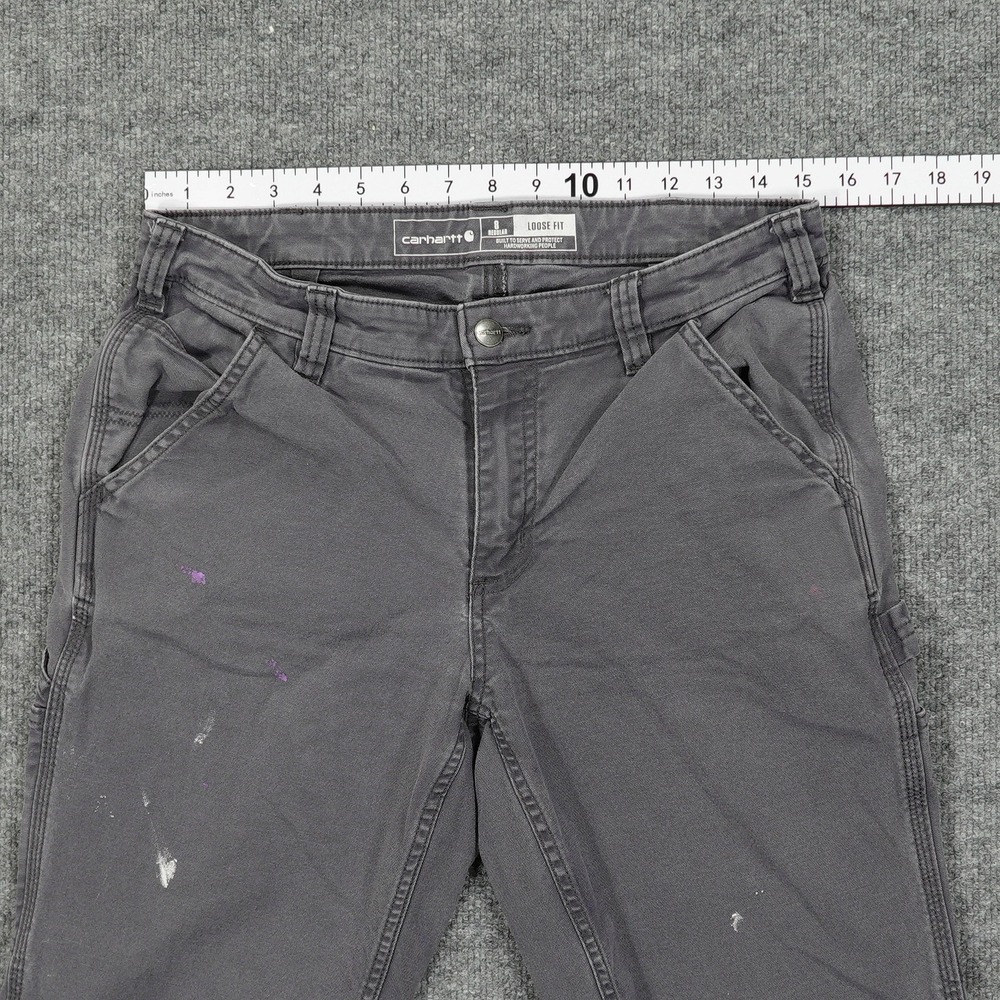 Carhartt Pants Womens 8 Gray Rugged Flex Loose Fit Canvas Work Utility Carpenter - Picture 4 of 11